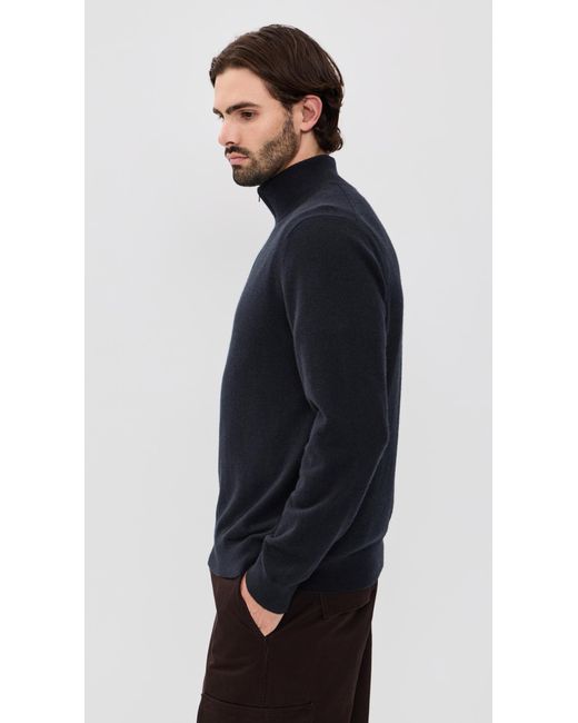 Vince Blue Cashmere Quarter Zip Sweater for men