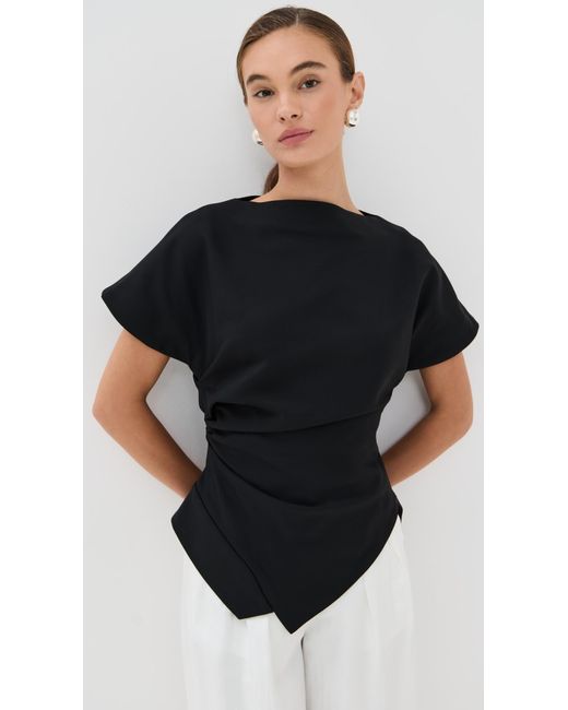 Rohe Black Draped Lapel Top