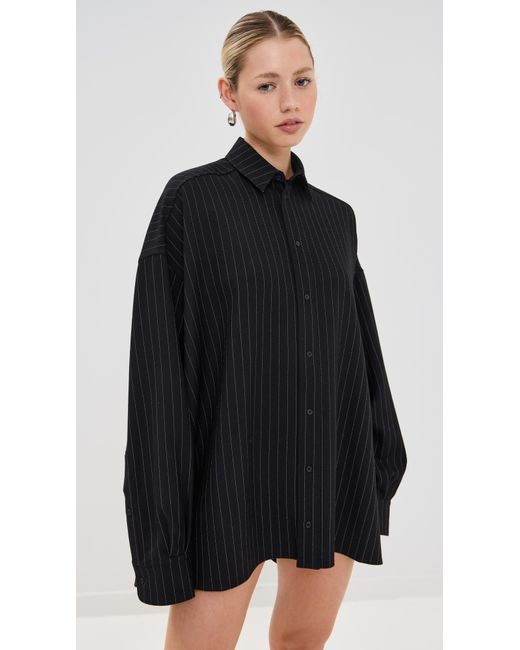 Wardrobe NYC Black Wardrobe. Nyc Oversize Mini Shirt Dress
