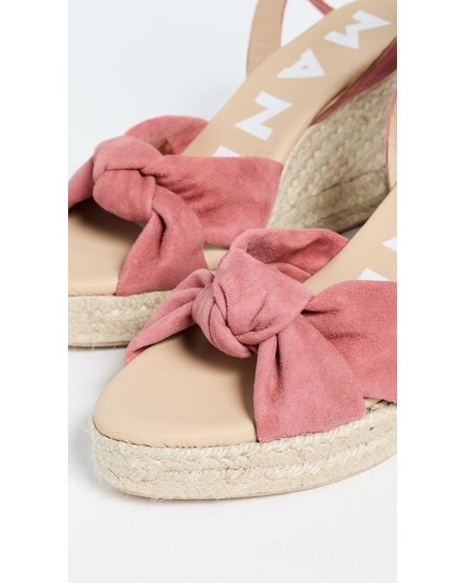Manebí Pink Wedge Knotted Espadrilles