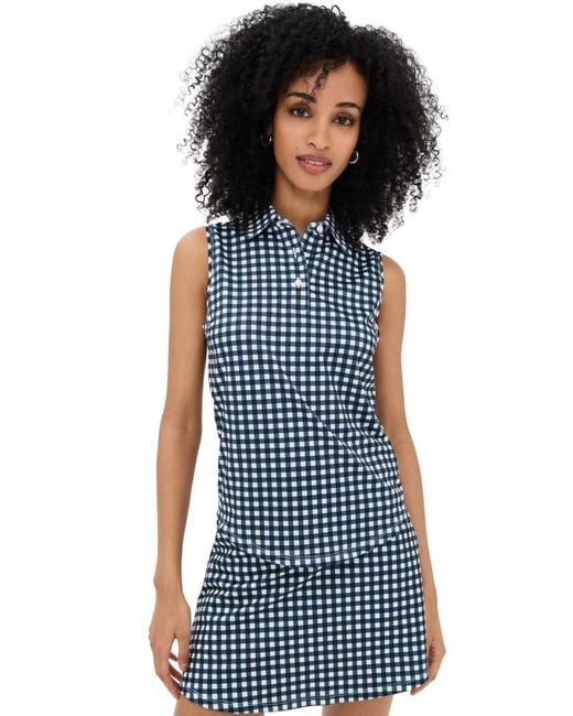 Rhone Blue Course To Court Printed Sleeveless Polo