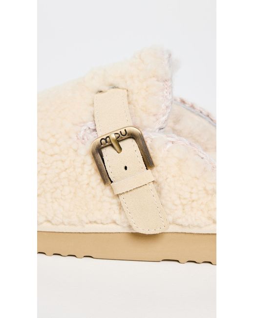 Mou White Curly Clogs