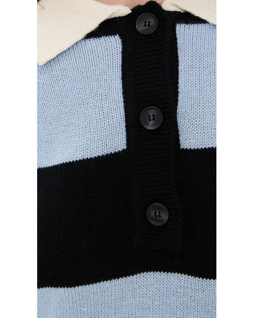 Moon River Black Striped Collar Pullover Sweater