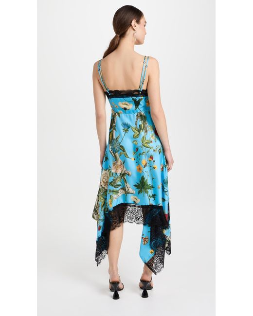 Monse Blue Printed Double Neckline Slip Dress