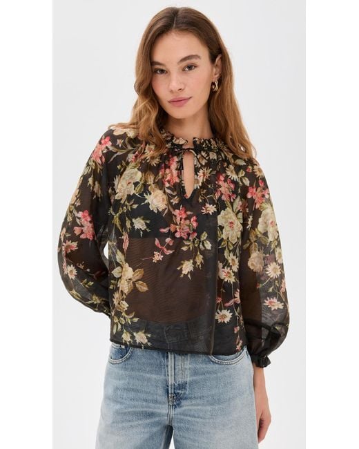 Sea Black Jolie Print Top