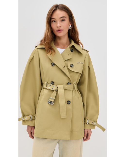 Ganni Natural Heavy Twill Midi Trench Coat