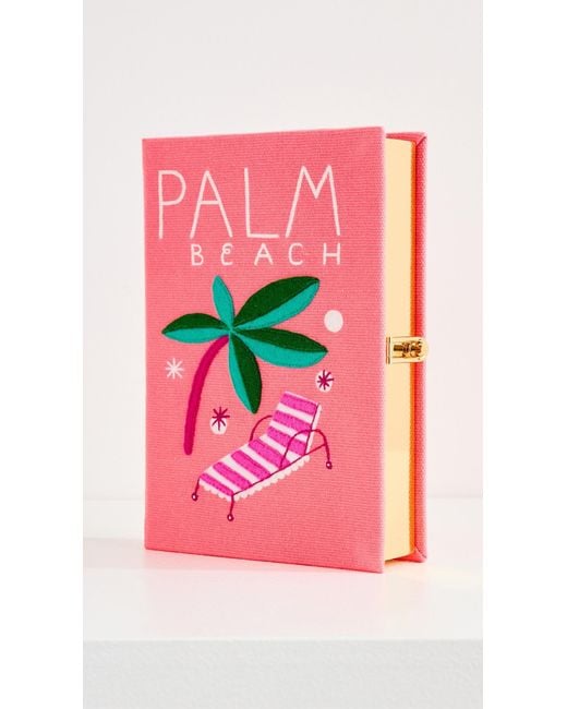 Olympia Le-Tan Pink Palm Beach Madalina Book Clutch