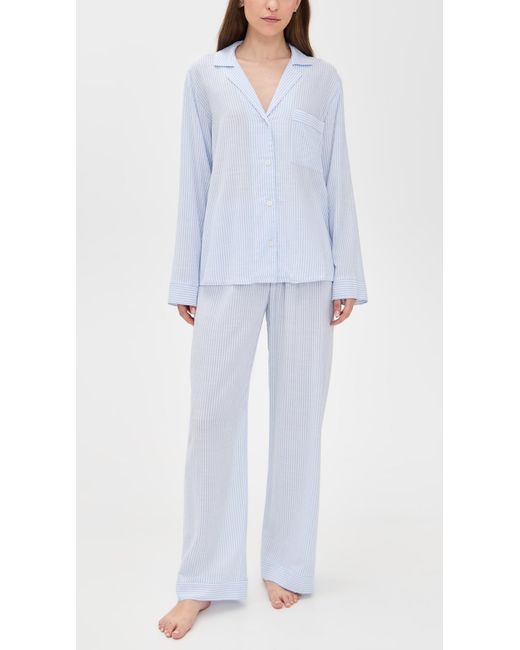 Eberjey White Nautico Long Pajama Set