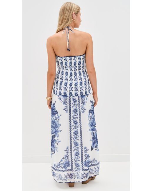 FARM Rio Summer Fruit Scarf Off- Maxi Dress in Blue | Lyst