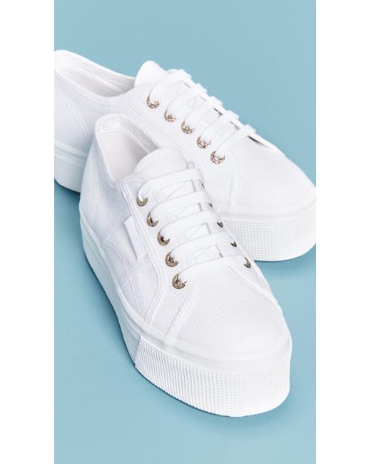 superga 2790 platform sneakers white & rose gold