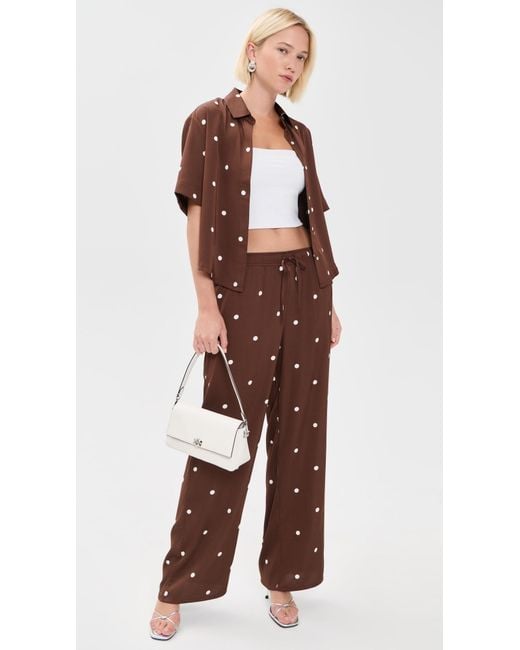 Z Supply Brown Mari Button Up Dot Top