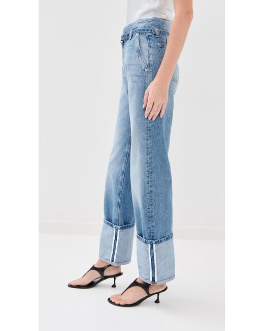 Brandon Maxwell Blue The Alexa Cuffed Jean With Combo Waistband