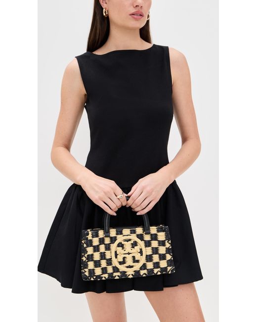 Tory Burch Black Ella Hand Crocheted Top Handle Bag