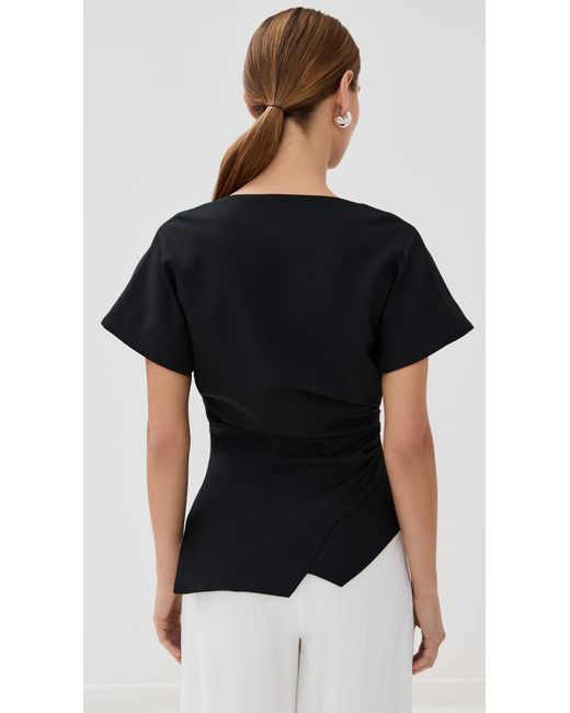 Rohe Black Draped Lapel Top