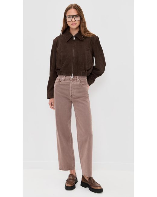 Agolde Brown Nahla Cropped Suede Jacket