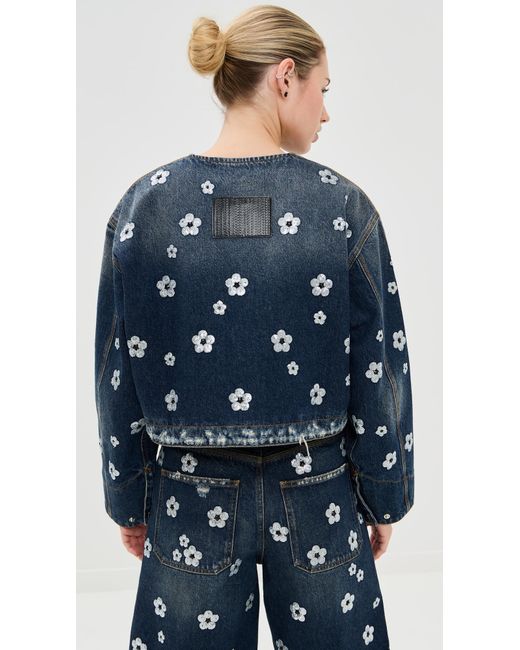 Marc Jacobs Blue Sequin Daisy Cropped Jacket