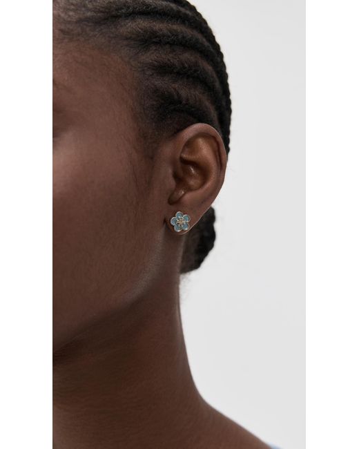 Tory Burch Blue Kira Flower Studs