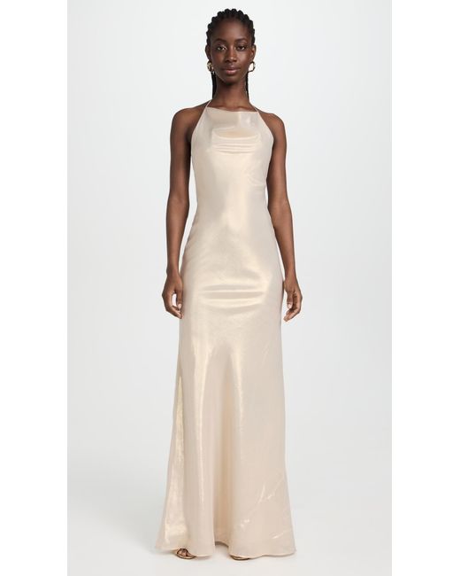 Sergio Hudson Natural Cowl Slip Gown With Low Back