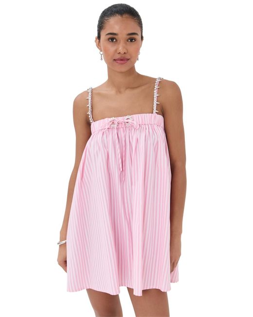 Area Pink Crystal Grommet Poplin Mini Dress