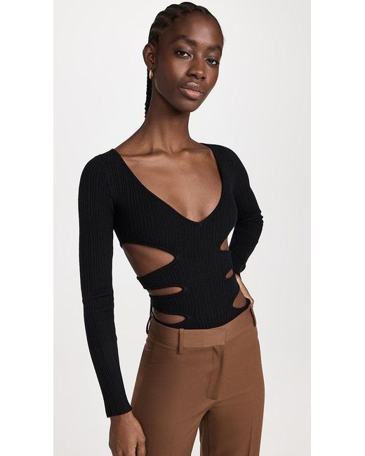 Victor Glemaud Boat Neck Bodysuit With Side Cut Outs in Black Lyst