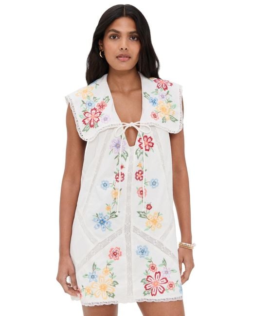 Free People Willow Embroidered Mini Dress in White | Lyst