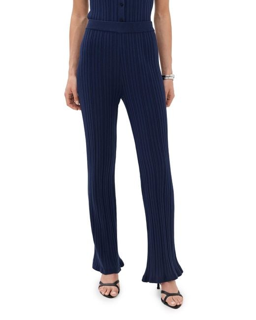 Le Bos Blue Ribbed Flare Pants