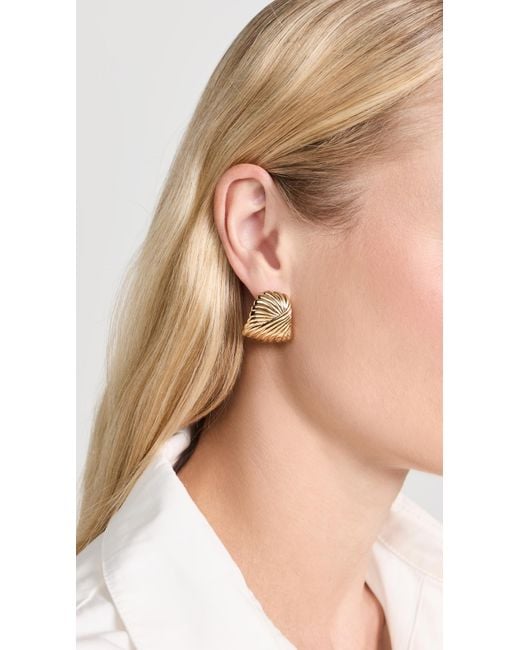 Missoma Wavy Ridge Ripple Oversized Stud Earrings in White