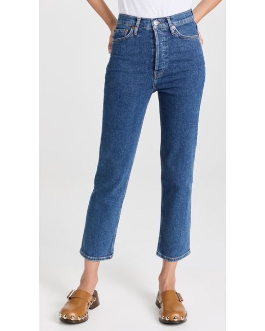 RE/DONE Denim 70s Ultra High Rise Stove Pipe Jeans in Blue | Lyst UK