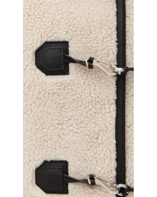 DUNST Natural Collarless Buckled Shearling Jacket