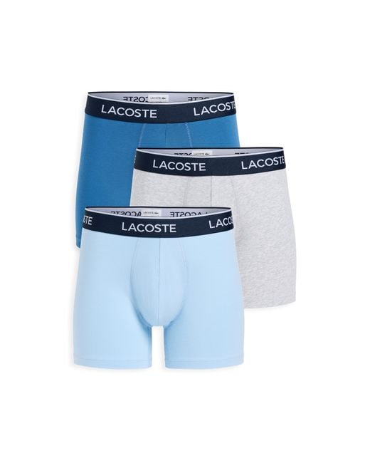 Lacoste Blue Cotton Stretch Jersey Boxer Briefs 3 Pack for men
