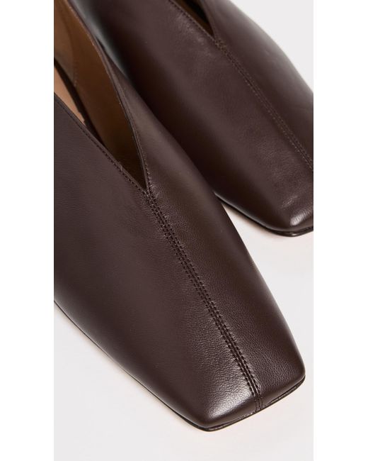 Mansur Gavriel Brown Square Soft V Flats