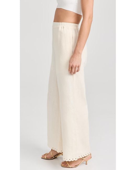 Sleeper Natural Sofia Linen Embroidered Pants