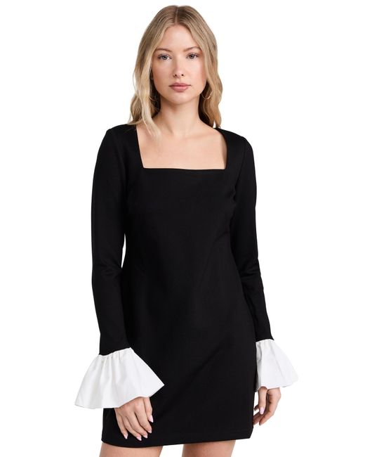 Wayf Black Ruffle Cuff Mini Dress