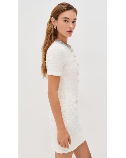 Self-Portrait White Cream Textured Knit Mini Dress