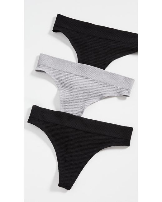 Honeydew Intimates Synthetic Bailey 3 Pack Thong in Black/Heather Grey