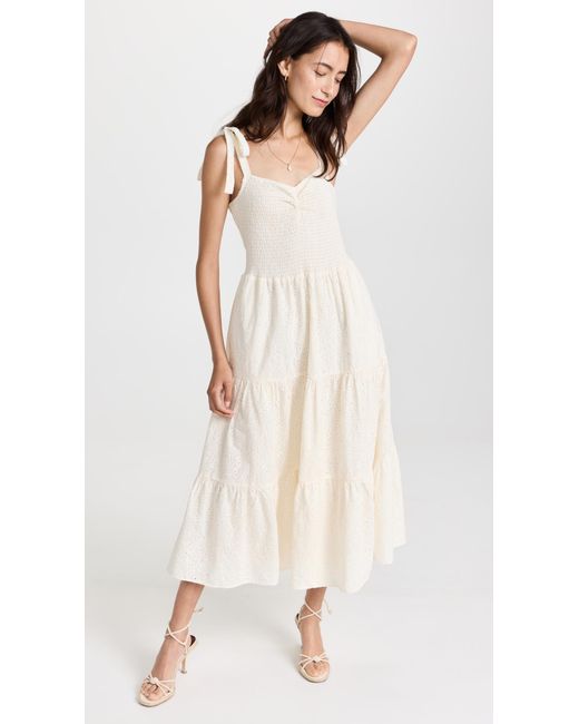 Madewell Multicolor Tie Strap Tiered Lucie Midi Dress