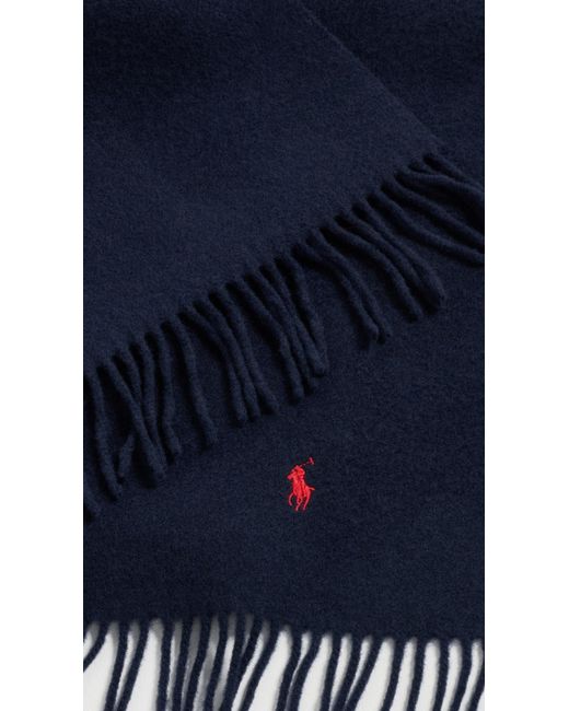 Polo Ralph Lauren Blue Solid Recycled Wool Scarf