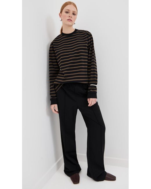 Tibi Black Striped Perfect Tee Crew Neck