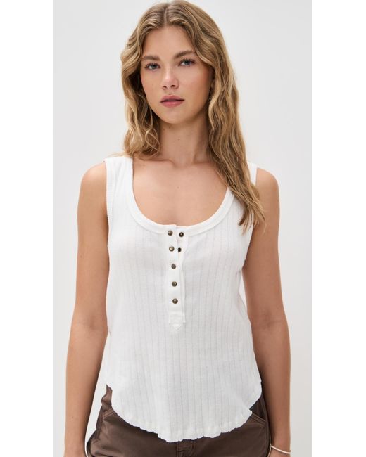 Free People White Bryson Henley Tank