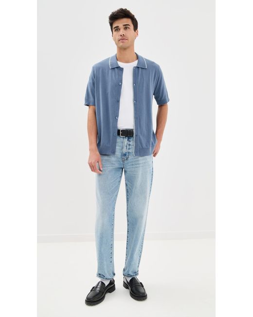 NN07 Blue Nolan Button Down Sweater Polo for men