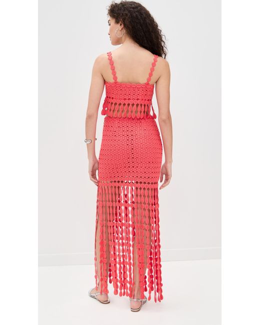 Saylor Red Elie Fringe Embroidery Skirt Set