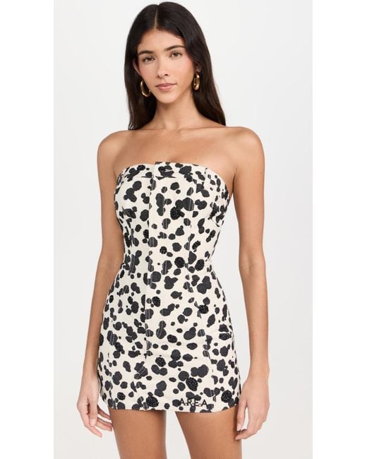 Area Black Dalmatian Denim Strapless Mini Dress