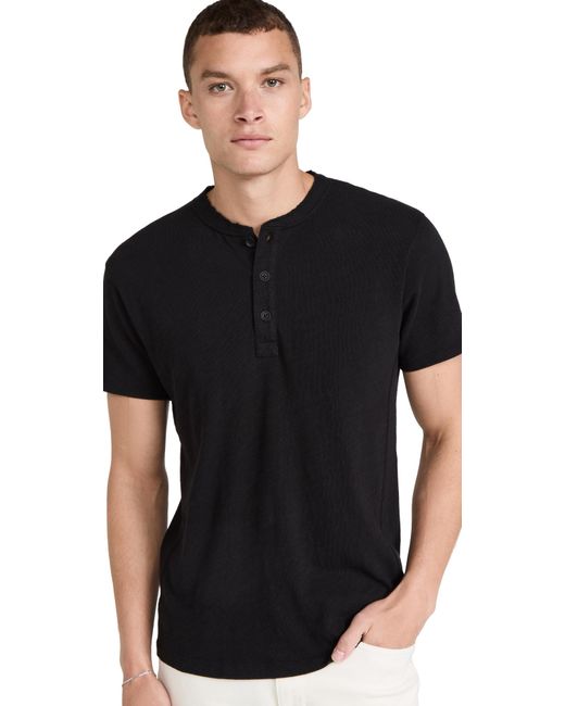 Rag & Bone Black Classic Short Sleeve Henley for men