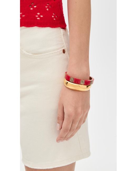 Tory Burch Red T Stripe Bangle