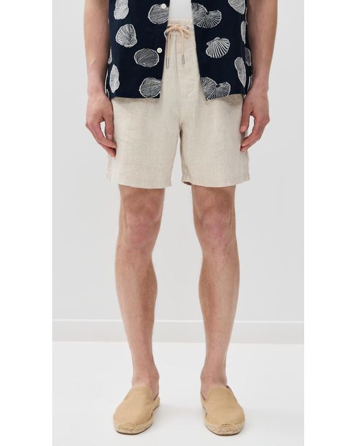 NN07 Natural Gregor Drawstring Linen Shorts 6.25 for men
