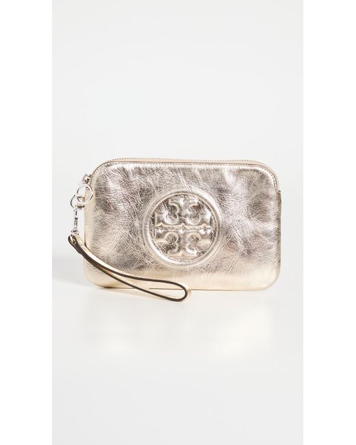Tory Burch Leather Perry Bombe Metallic Wristlet Lyst