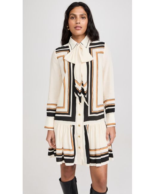 Zimmermann Tie Neck Mini Dress in Natural | Lyst