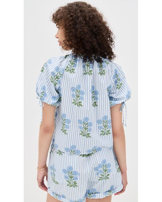 Saylor Blue Rheese Block Print Top