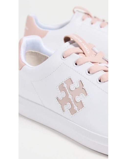 Tory Burch White Howell Court Sneakers With Double T