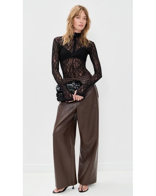 MSGM Black Lace Thong Bodysuit